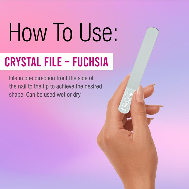 Nail Tek Crystal File - Glass Nail File with Case, Durable & Gentle for Natural Nails, Travel-Friendly Design, Fuchsia, Mini 3" - Image 5